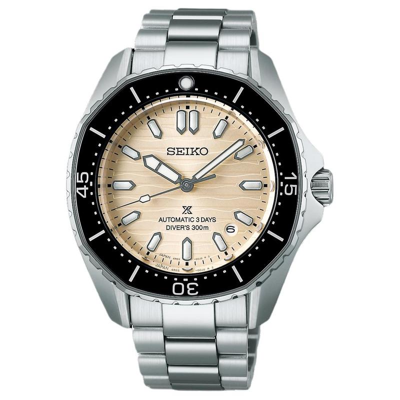 

SEIKO prospex 300 meters waterproof automatic/manual mechanical movement Steel Strap 41.3mm men s watch yellow dial SPB481