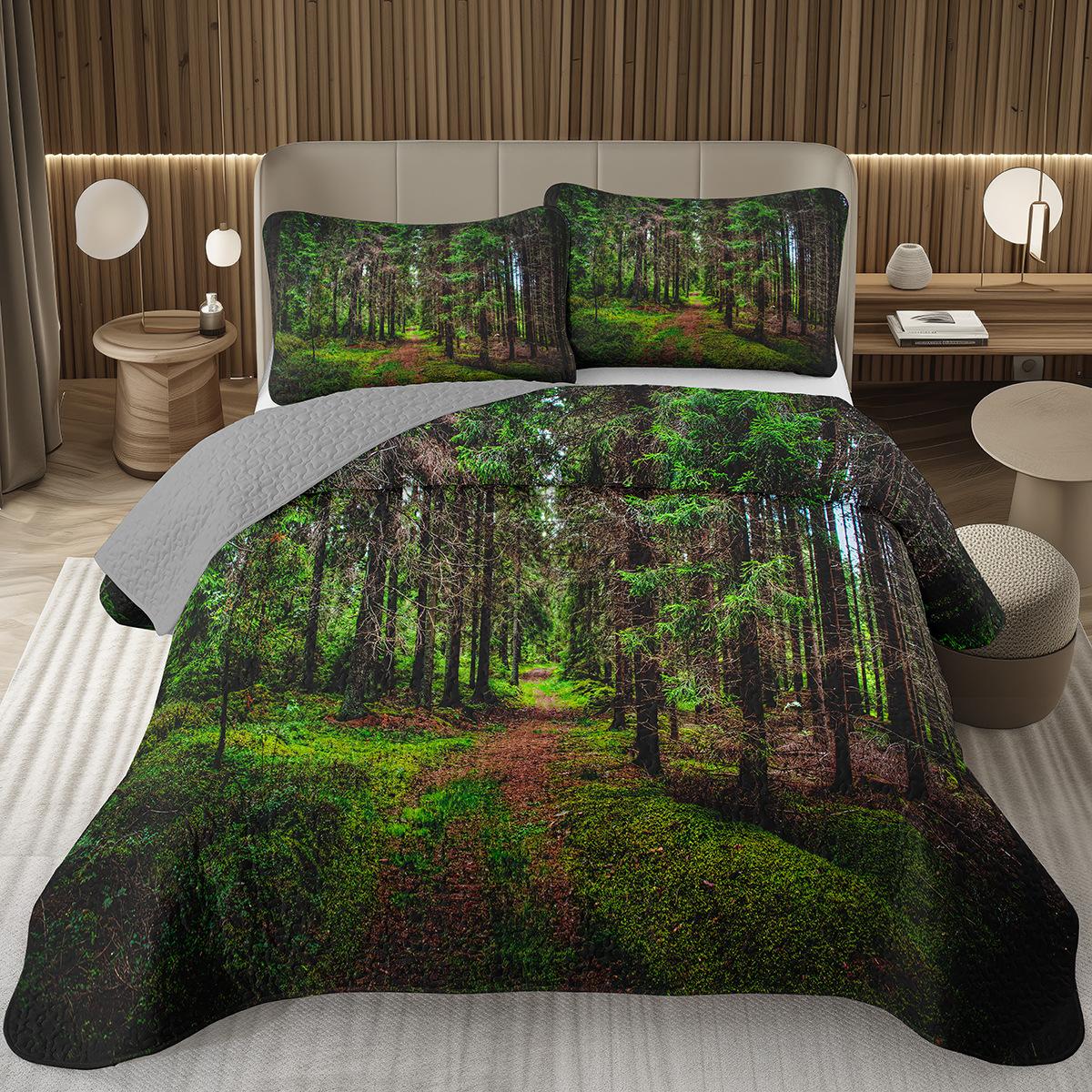 

Forest Bedspread Queen/Twin, Nature Scenery Quilt Set, Soft Lightweight Botanical Tree Coverlet, Rustic Farmhouse Bedding Set AU Queen 210x210cm