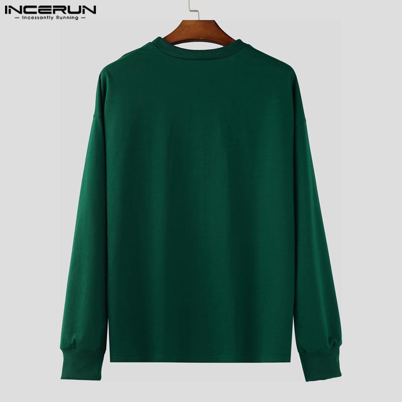 INCERUN Oversized Autumn Men Long Sleeve Pullovers Long Pants Casual Two Pieces Sets Outfits