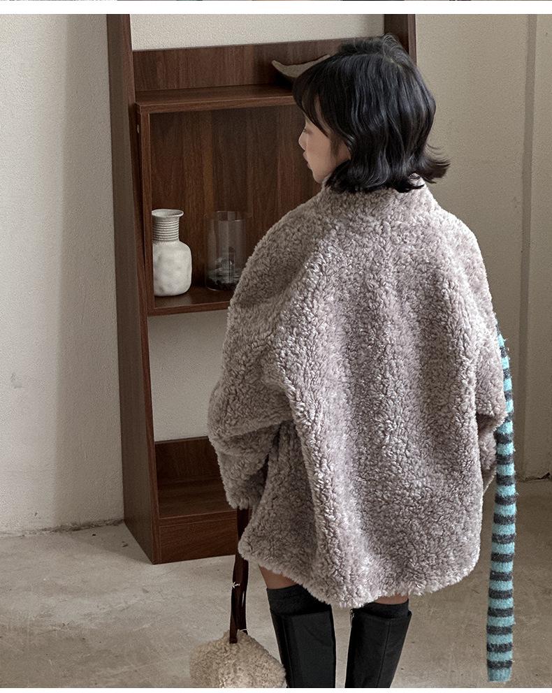 2025 Children's Faux Fur Lambswool Coat - Korean Style Thickened Loose Fit Shearling Overcoat for Girls