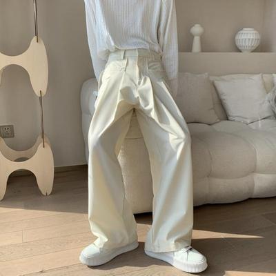 Herrenhosen Einfarbig Eis-Seide Übergröße Weites Bein Englischer Stil Tief
