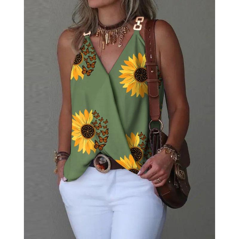 Women's Fashion Casual Sleeveless V Neck Blouses & Shirts