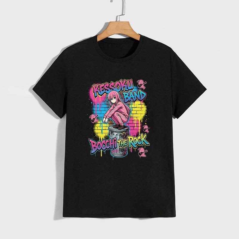 T-shirt Stampata Kessoku Band Uomo Donna Quotidiana Casual Comfort Magliette Anime Giapponese Manica Corta Top