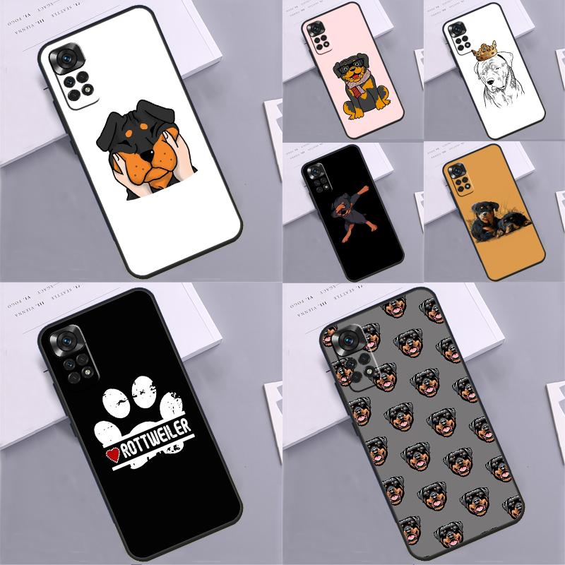 Cartoon Rottweiler Dog Case For Xiaomi Redmi Note 13 14 Pro 9 10 11 12 Pro 10S 11S 12S Redmi 13C 10C 12C 14C Coque