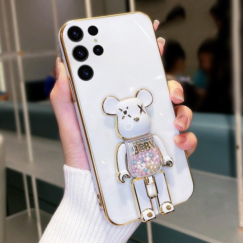 For Galaxy S26 Ultra Plus Case Soft Electroplated Quicksand Hourglass Pellet KWAS Bear silicone shockproof Protector Smooth