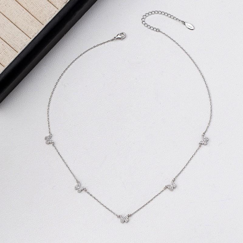 Elegant Butterfly Pendant Necklace Earring Set Women Zinc Alloy With Zircon Rhinestone O-Chain Minimalist Chic Jewelry