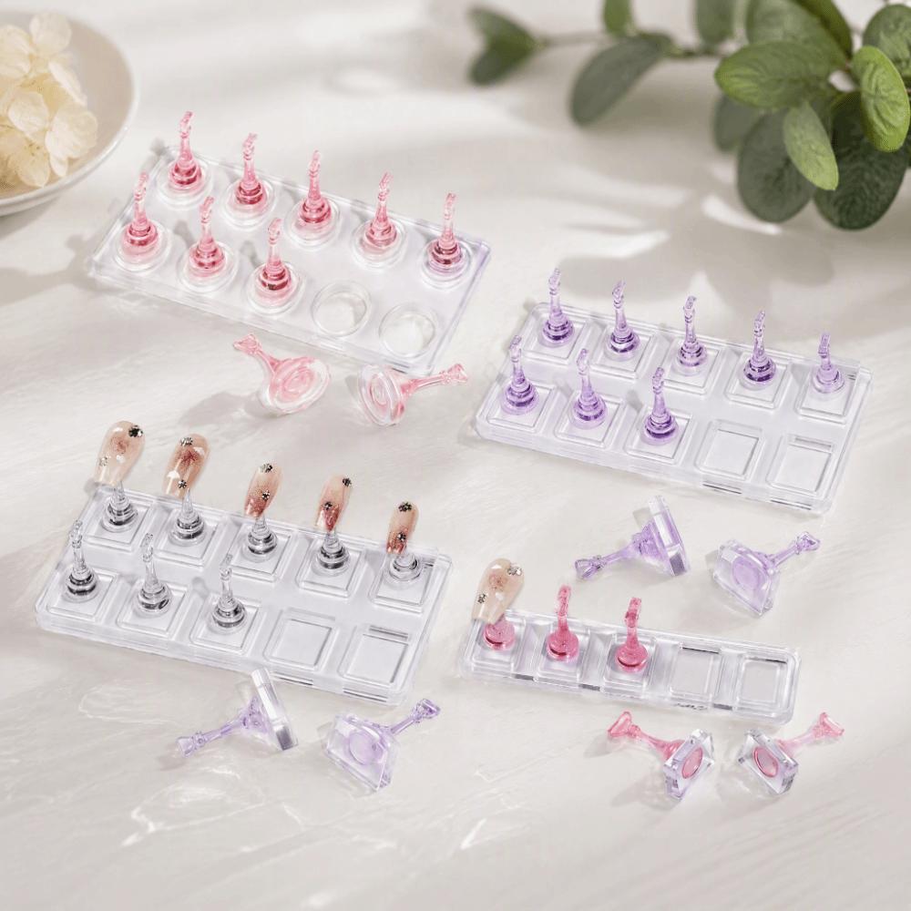 Non-Magnetic Nail Display Stand Transparent False Nail Tips Holder  Manicurist Tools