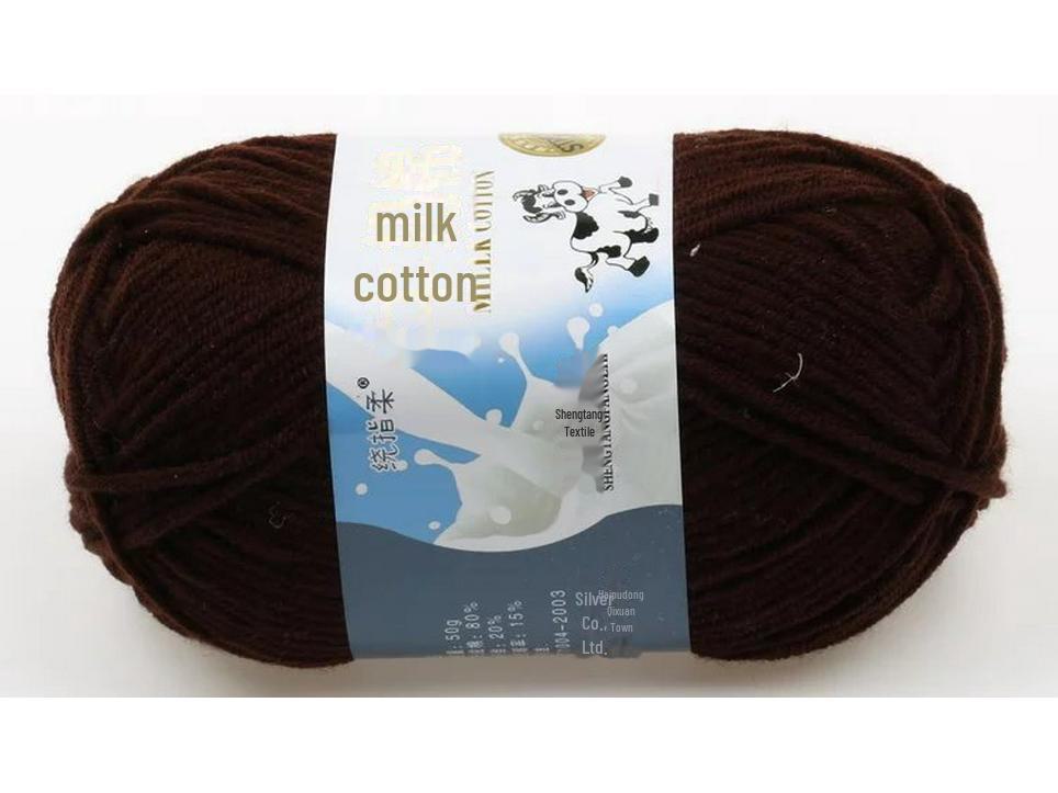 5-Strand Milk Cotton Baby Wool Hat & Scarf Hand-Woven Medium-Thick Yarn Set