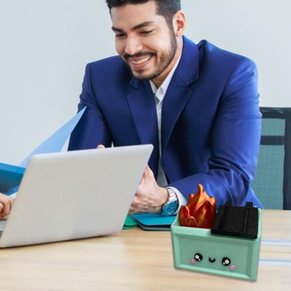 New Desk Decoration 3D Printed Dumpster Plastic Gift Dumpster Fire Ornament Fire Desk Figurine Bedside Shelf