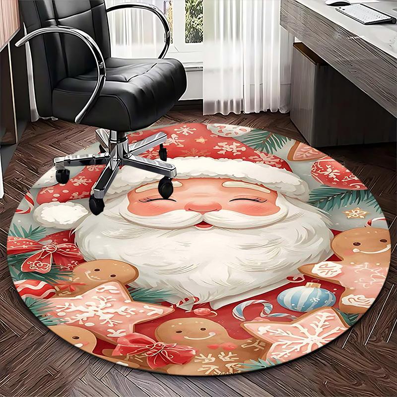 1pc Christmas Santa Claus Chair Mat - Anime Cartoon Design, Non-Slip Carpet for Office Chair, Festive Gift, Seasonal Decor, Living Room, Bedroom, Game