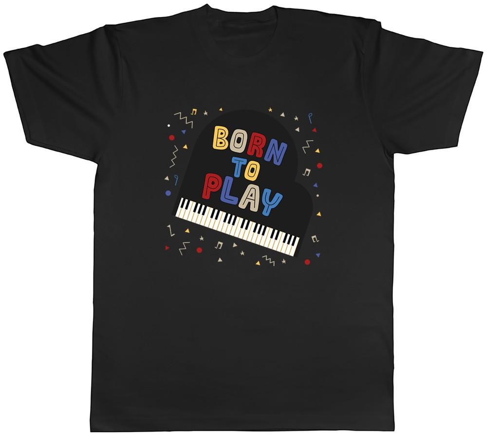 Мужская футболка  Рожденный играть на пианино: мелодия, ноты, клавиши  — подарочный вариант. S