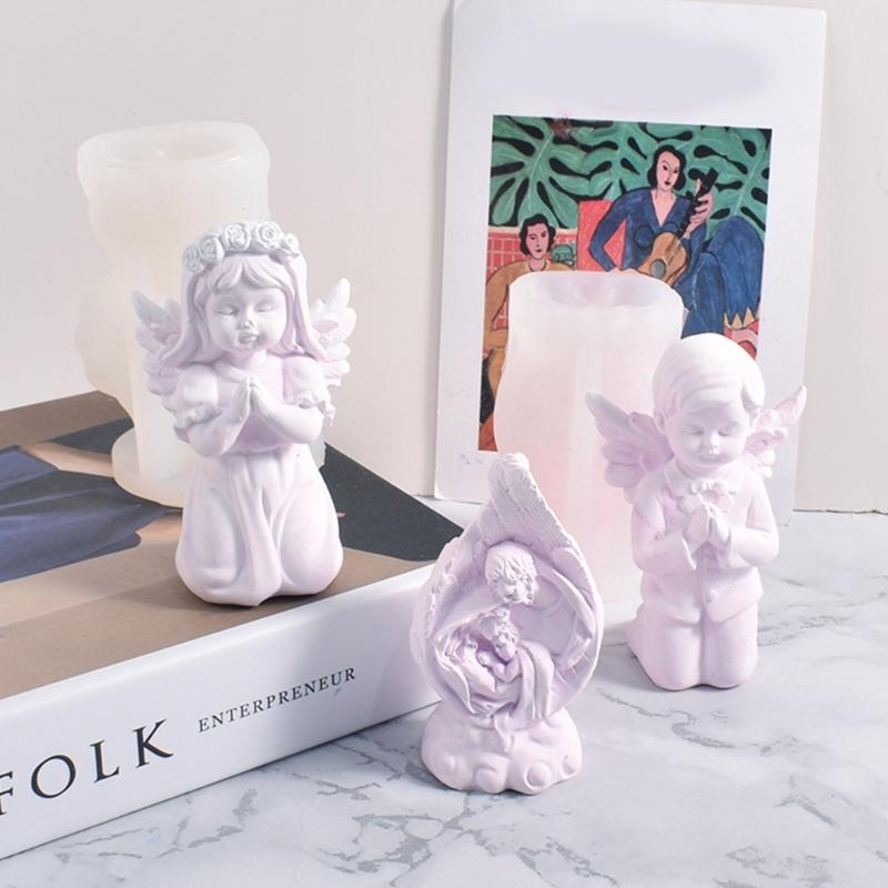 3D Angel Candle Mold Prayer Angel Silicone Resin Mold Aromatherapy Candle Mold Ornaments Mold for DIY Crafts Home Decors
