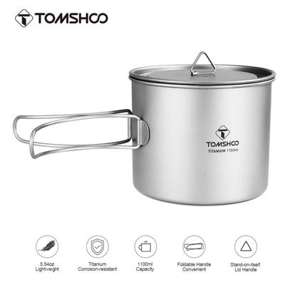 TOMSHOO Taza para acampar al aire libre ultraligera de titanio de 1100 ml