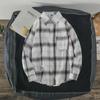 Herren Langarm Kariertes Hemd - Koreanischer Stil, Lockere Passform, Trendige Studentenjacke für Frühling & Herbst