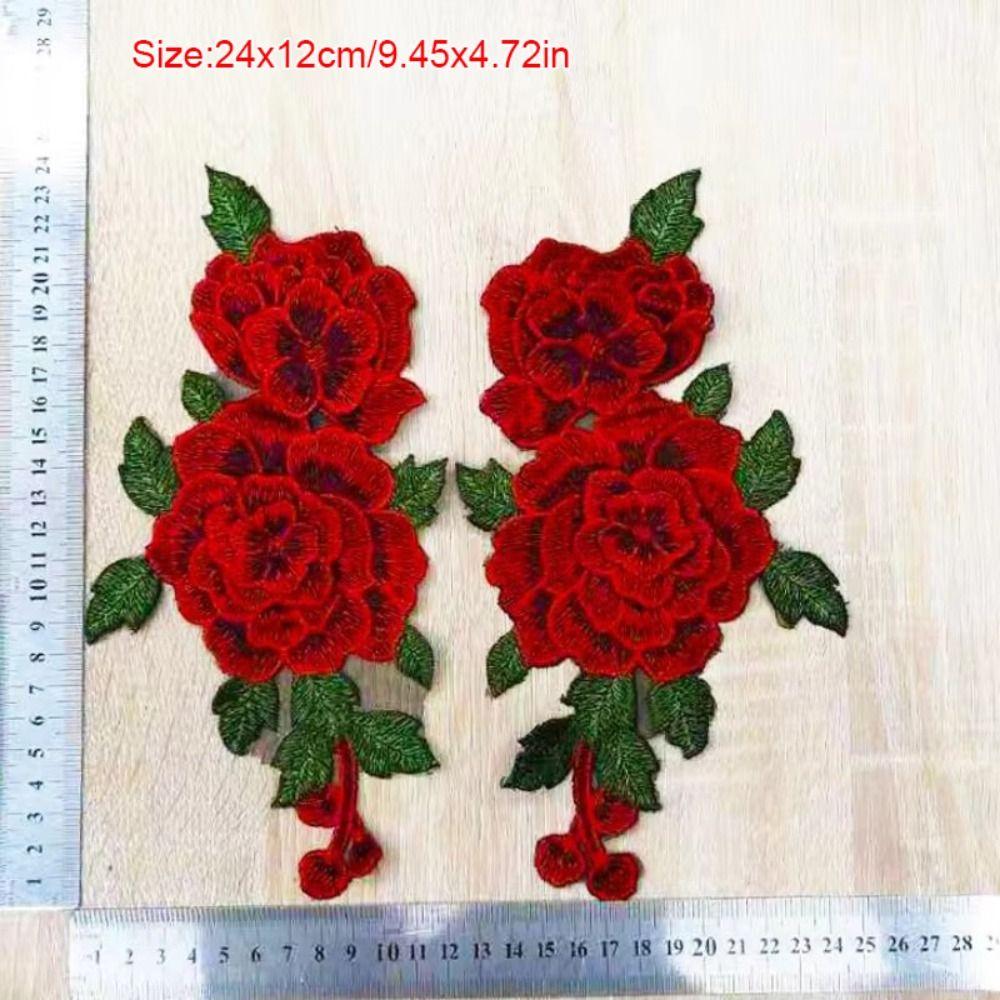 24*12CM Rose Flower Patch Red Floral Patches  Dress Hat Bag Jeans Applique