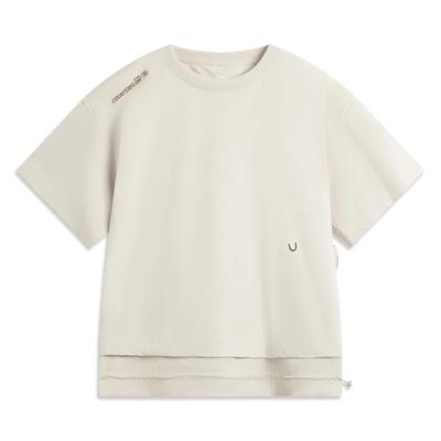 Li Ning CF Pure Color Round Neck Breathable Casual Loose Versatile Short Sleeve T-Shirt Women T-Shirts ATSV638-1