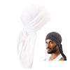 BERUKO Retro Algodão Danificado Do-rag Bandana Hip Hop Dança Dançarino Turbante Touca de Pirata DURAG (branco)