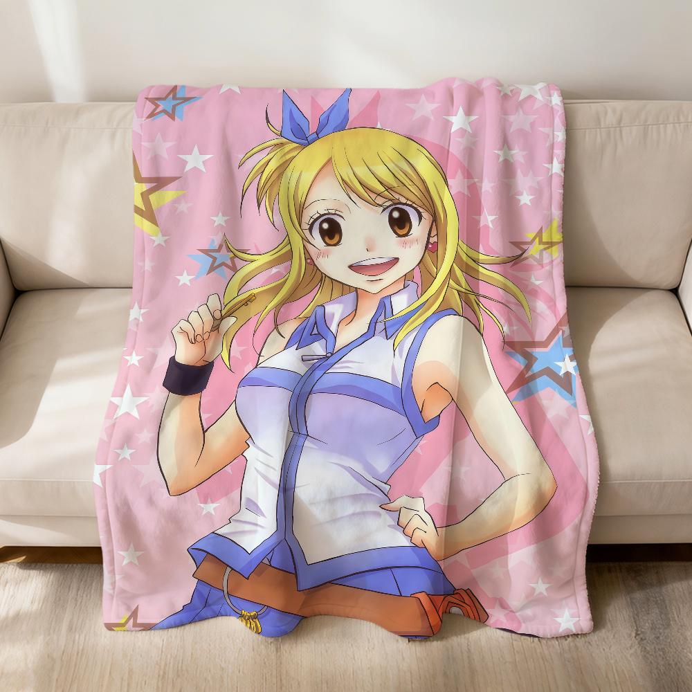 Anime Kawaii Cute L-Lucy H-Heartfilia Flannel Soft Warm Plush Blanket Sofa Living Room Pet Hogar Bedroom Gift Home Car Portable