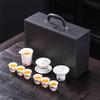 Muyi Mutton Fat Jade Style Ceramic Tea Set with Landscape Ink Design