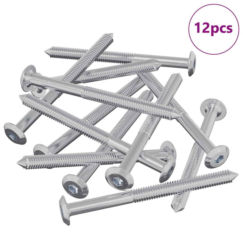 Furniture Screws 12 Pcs Silver M6 X 85 Mm Steel