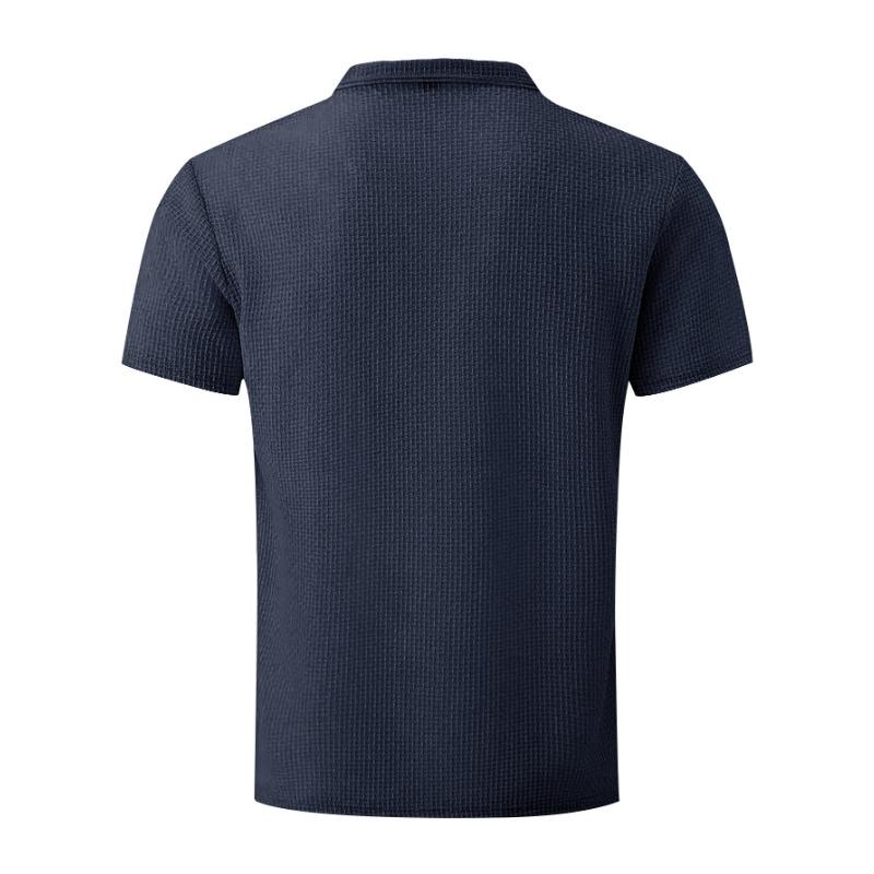 Men Waffle Knit Short Sleeve T-Shirt Casual Solid Color Slim Fit Basic Tee