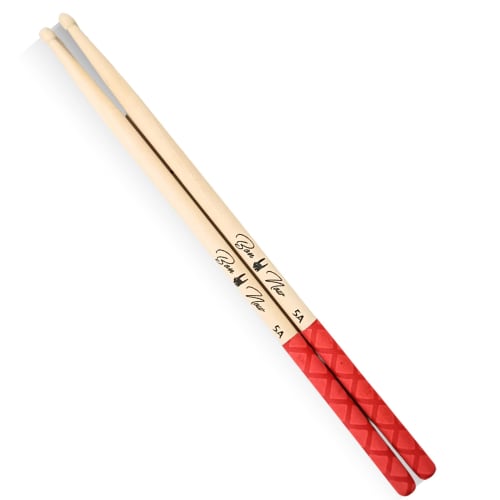 

BONNOW Non-Slip Drumsticks (Red), A5 Size, Maple Wood, 1 Pair, Suitable for Beginners and Professionals, Improved Grip, Reduces Fatigue, Non-Slip