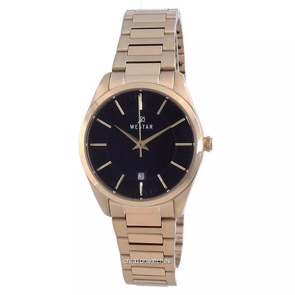 

Westar Кварцевые женские часы из нержавеющей стали с черным циферблатом золотого тона 40213GPN103 чёрный