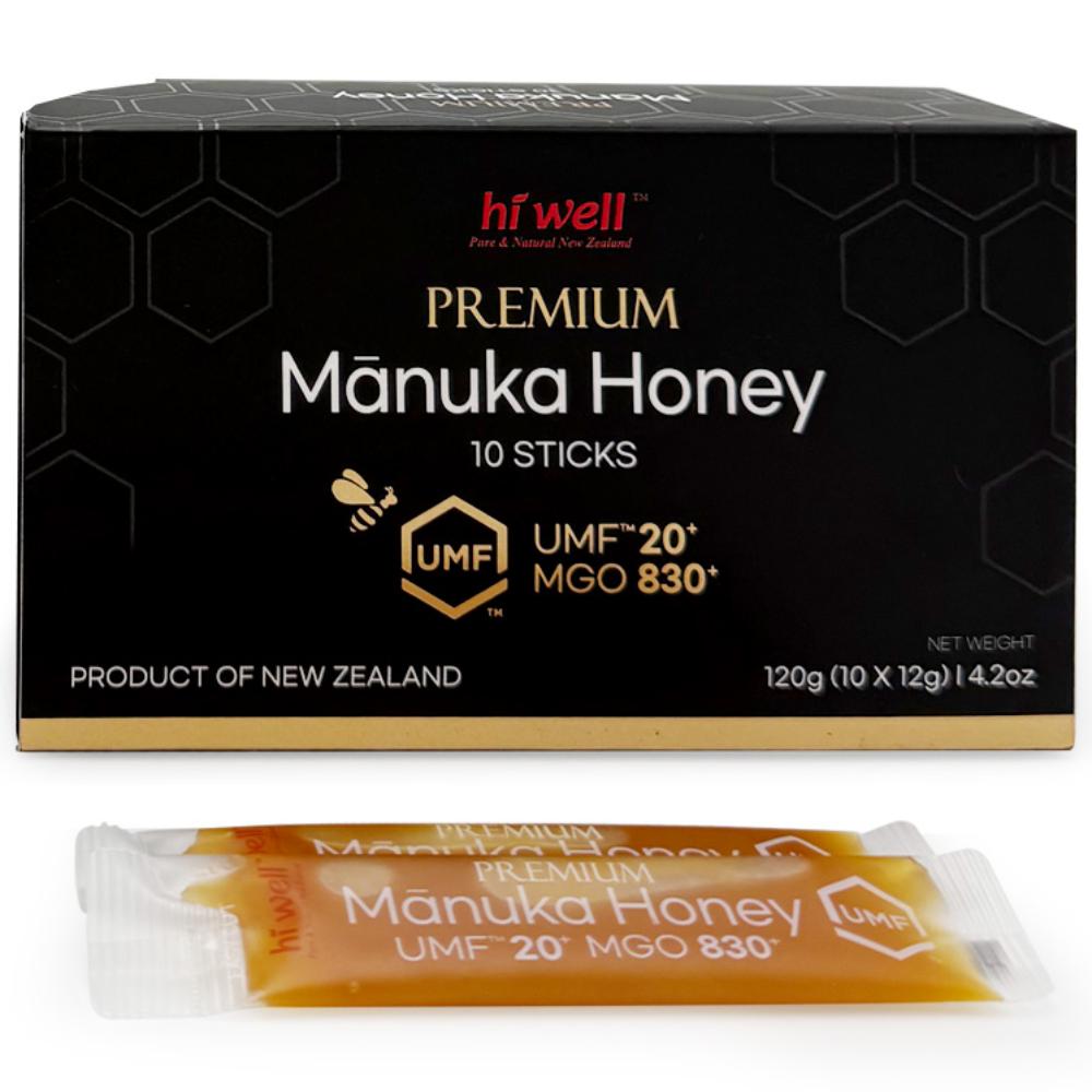UMF20+ MGO830+ Hiwell New Zealand Manuka Honey Sticks 12g x 10 packets 1 box 120g