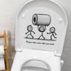 Funny Figure Holding Toilet Paper Roll Toilet Seat Sticker Bathroom Decor Self-Adhesive Removable Decal