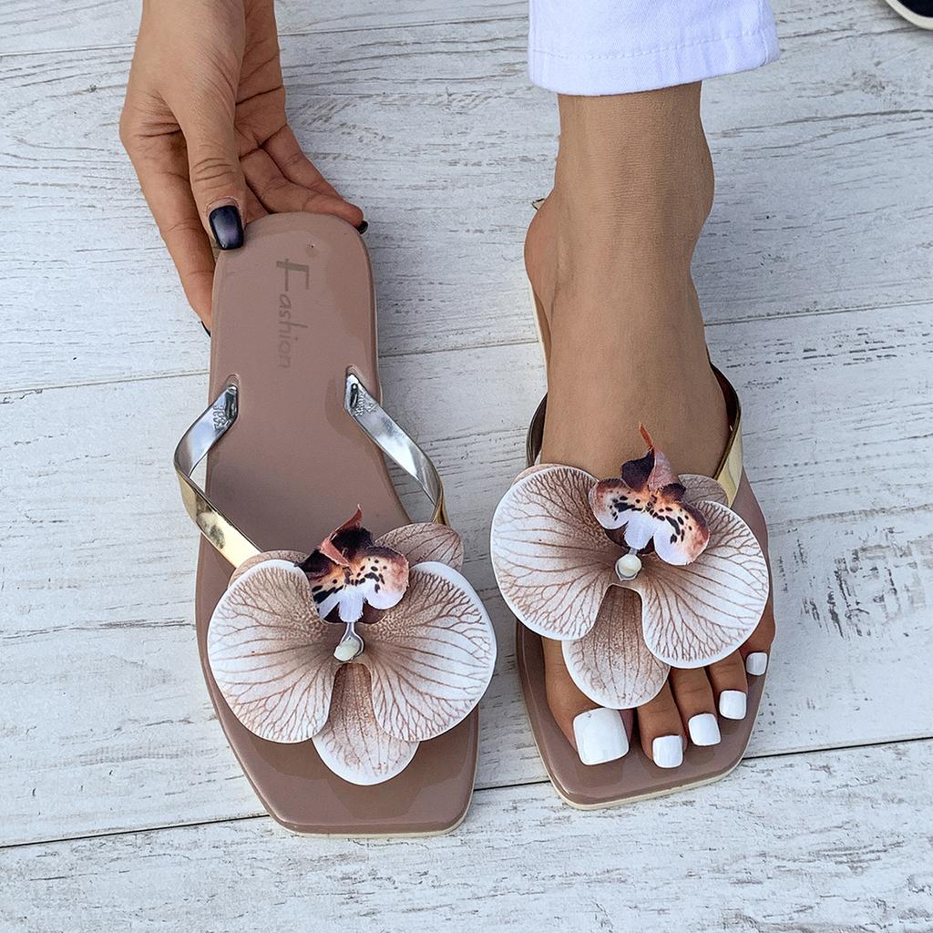 Butterfly Orchid, Flowers, Flip Flops, Beach, Beach Shoes, Girls, Vacation, Leisure, Sandals, Flat Slippers