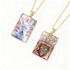 Double-sided Titanium Steel Pendant with Real Gold Plated Gau Box, Hand-painted Green Tara and Wealth Thangka.