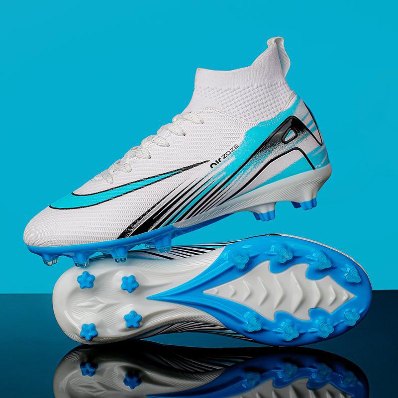 High-top football shoes men's and women's AG spikes artificial grass children's large-size training sports adult shoes