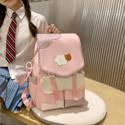 New Japanese Large-capacity High School Schoolbag Female Cute Sweet Contrasting Color Primary and Secondary School Students Lightweight Backpack