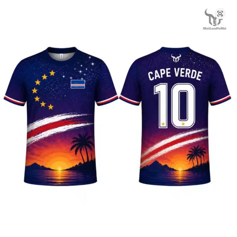 Cape Verde In 2026 Football Events Creative Concept Jersey Summer Casual Jersey Designed for Solo Use 3D Printed Large T-shirt