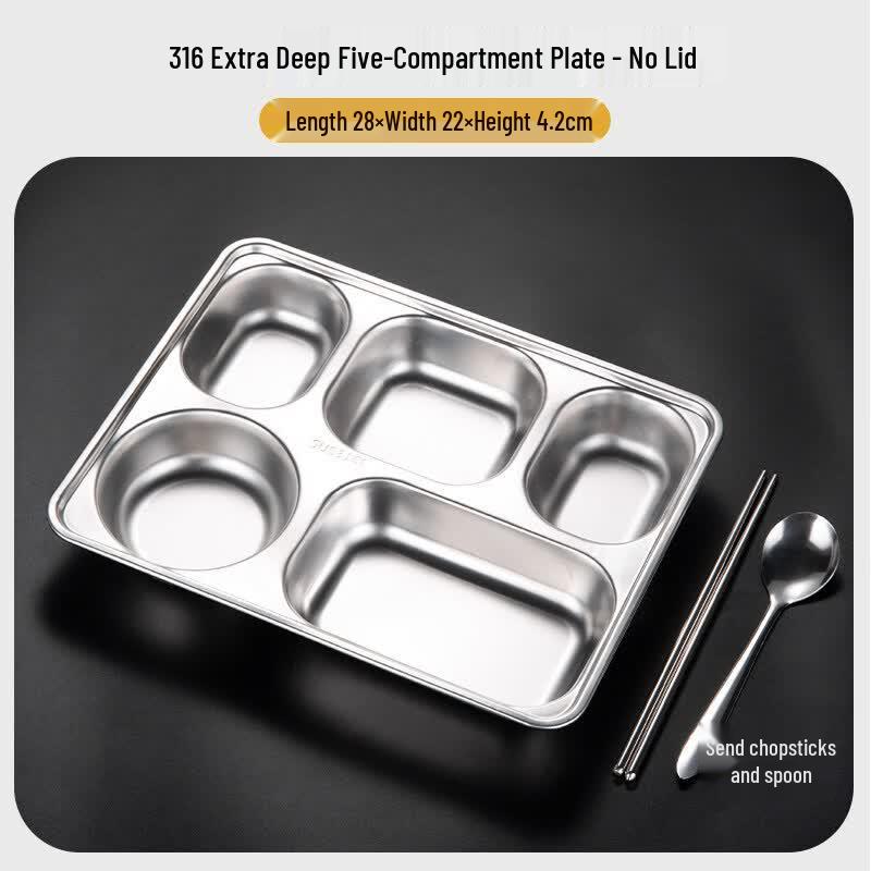 316 Stainless Steel 5-Compartment Meal Tray