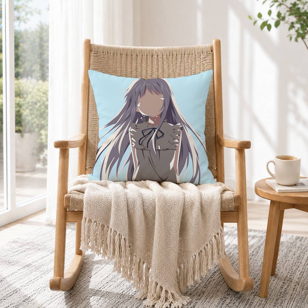 Anohana The Flower We Saw That Day Square Double-Sided printed Pillow Case Bedroom Bedside Pillow Sofa Cushion Cover Gift
