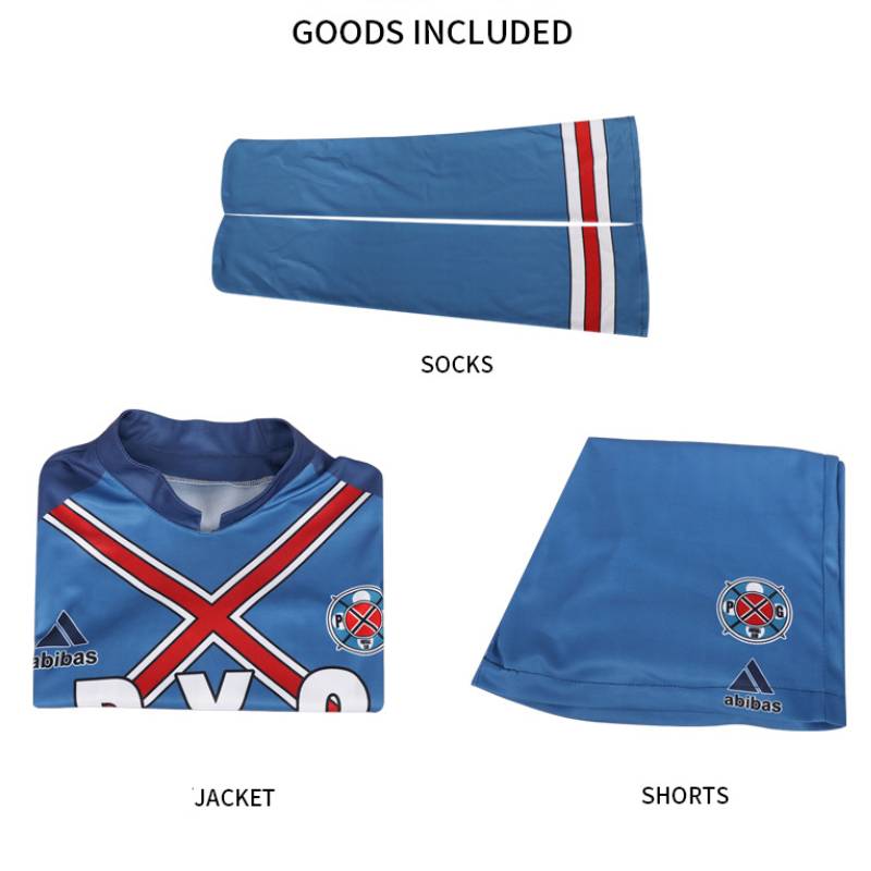 

Синий костюм для косплея с замком Стильный и удобный Простой мужской спортивный костюм с коротким рукавом L