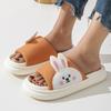 Fashion Cute Cartoon Rabbit House Slippers Women Spring Autumn Soft Anti Slip Linen Slippers for Woman Mix Color Platform Slides Mujer