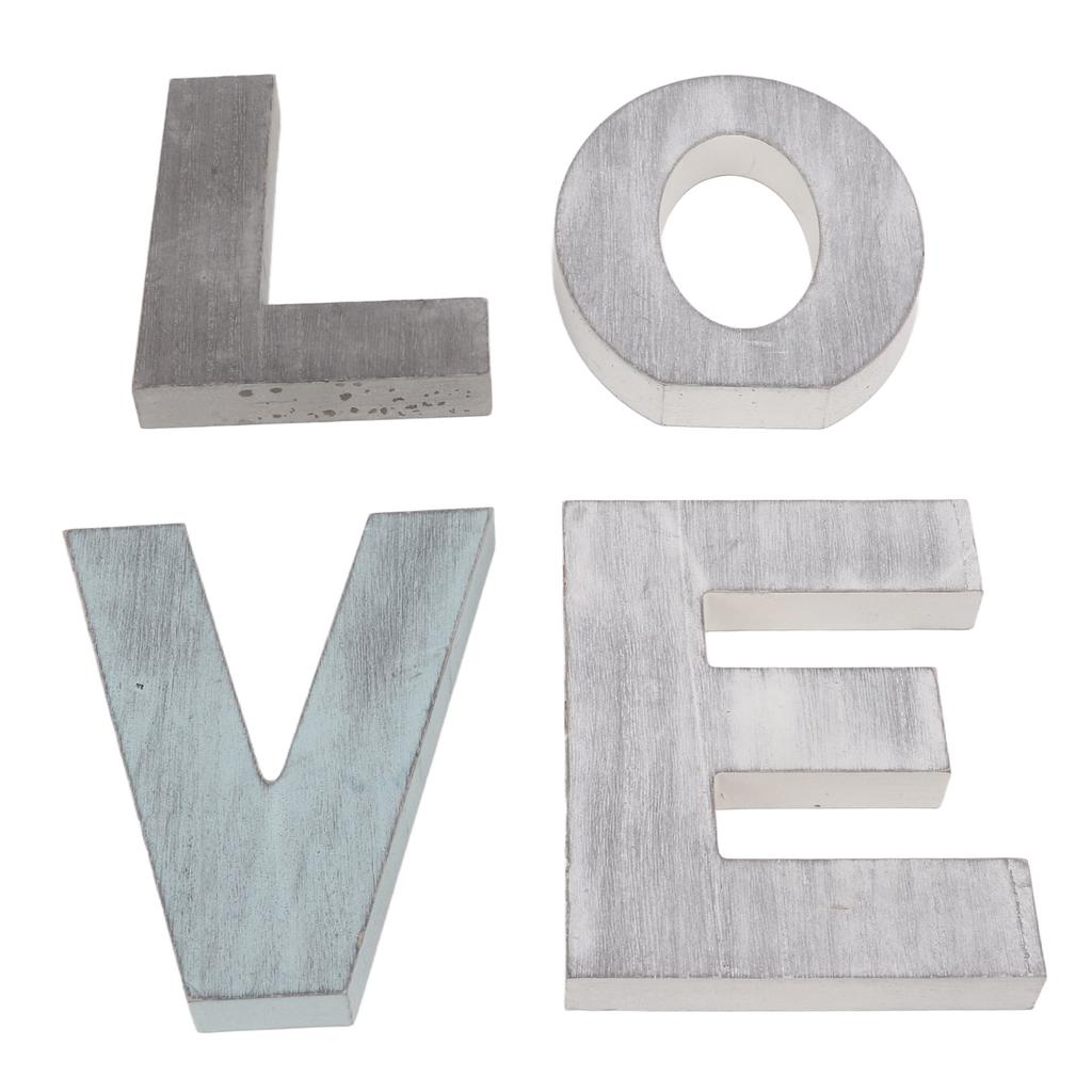 Wood Love Sign Distressed Retro Exquisite Freestanding Multicolor Design Letters LOVE Decoration