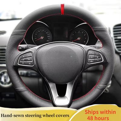 Car Steering Wheel Cover Leather For Mercedes Benz W176 W246 W205 C117 C218 X218 W213 X156 Steering Wheel Car Accessory