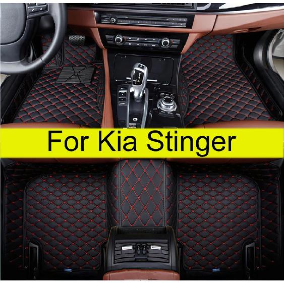 Car Floor Mats For Kia Stinger CK 2018- Rug Carpet Luxury Leather Mat Anti Dirt Pad Car Accessories Interior Parts