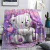 Bear Doll Print Flannel Blanket, High quality Comfortable for All Seasons, Home Decor, Warmth and Comfort, Perfect for Christmas Gifts
