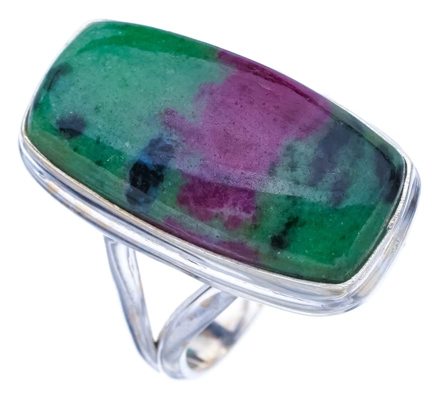 

StarGems® Natural Ruby Zoisite Handmade 925 Sterling Silver Ring 7.75 F1652