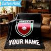 Custom Name Jordanian football Blanket Flannel Blanket for Camping, Hiking, Garden Parties, Picnic Essentials,gift for family and friend