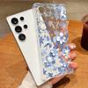 S25 Ultra Case Blue and White Flowers Pattern Clear Soft Cover For Samsung Galaxy S25 Edge S24 Ultra S23 S22 Plus S21 FE Capa Funda
