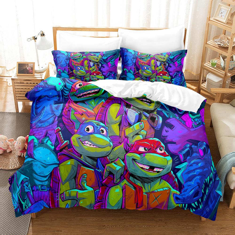 Teenage Mutant Ninja Turtles Series Quilt Cover 3D Digital Printing Kit Bed Three-Piece Set
