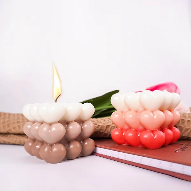 Love Bubble Candle Silicone Mold DIY Aroma Candle Making Supplies Gypsum Soap Mould DIY Heart Bubble Cube Valentine's Day Gifts