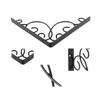 2Pcs Iron Shelf Brackets Floral Pattern Wall Mounted Triangular Support Brackets Vintage Decorative Heavy Duty for Home Black