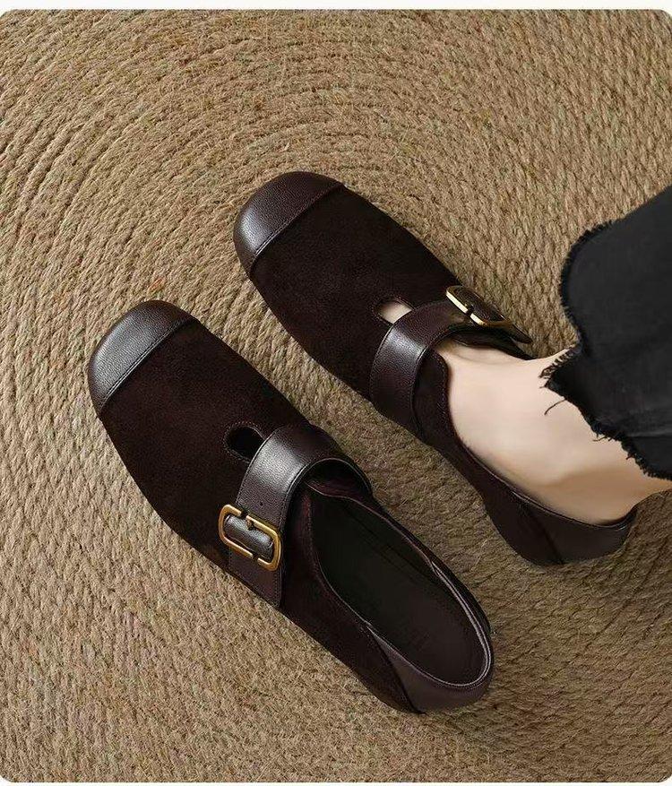 

Универсальная женская обувь квадратный носок мелкий вырез Мэри Джейн одинарная обувь 2025 матовая новая ретро мягкая подошва кожаная обувь толстый каблук одинарная обувь женская 40 темно-коричневого