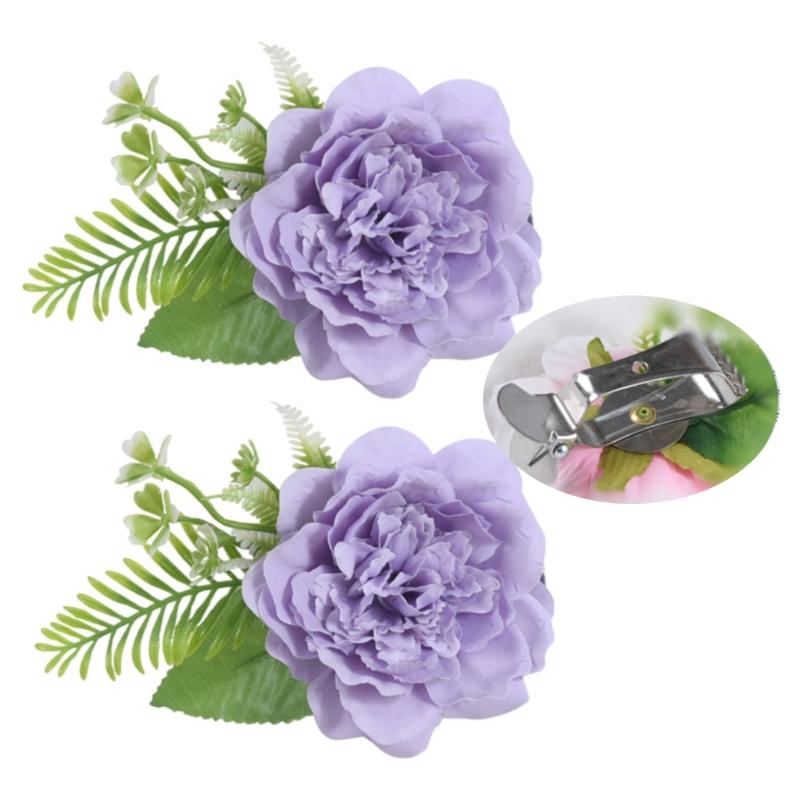 Contemporary Artificial Flower Curtain Fastening Clips Set of 2 Decorative Window Drapery Holders Tieback Straps Buckles